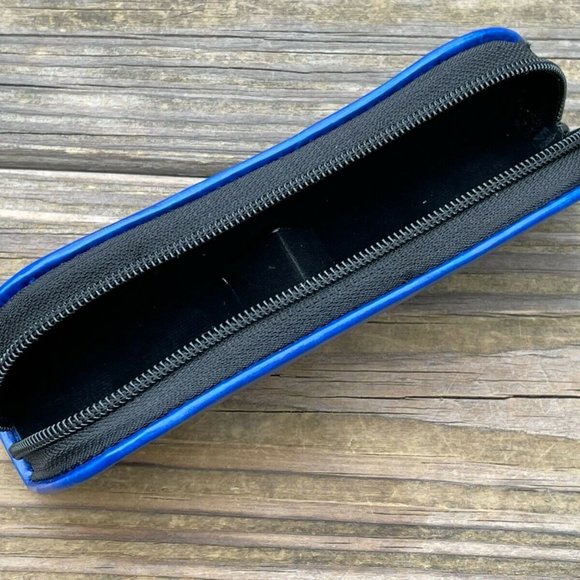 Glasses Case Empty Case for Eye wear Glasses Blue Faux Leather Case only - Picture 7 of 8